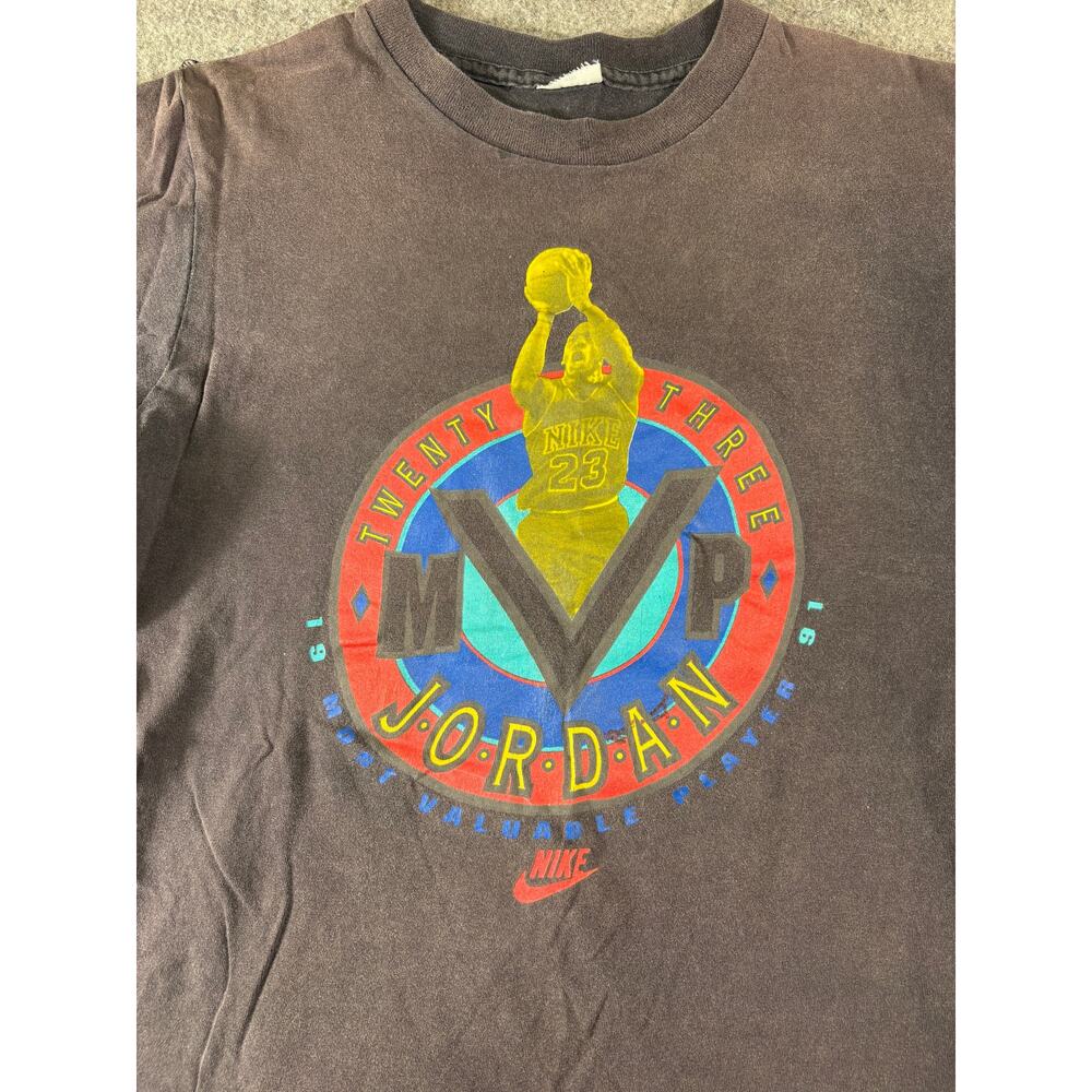 Vintage Nike Michael Jordan #23 MVP 1991 Shirt Boys Youth Small Black Basketball